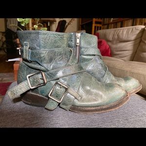 John Fluevog Lancaster Boots in Petrol Blue